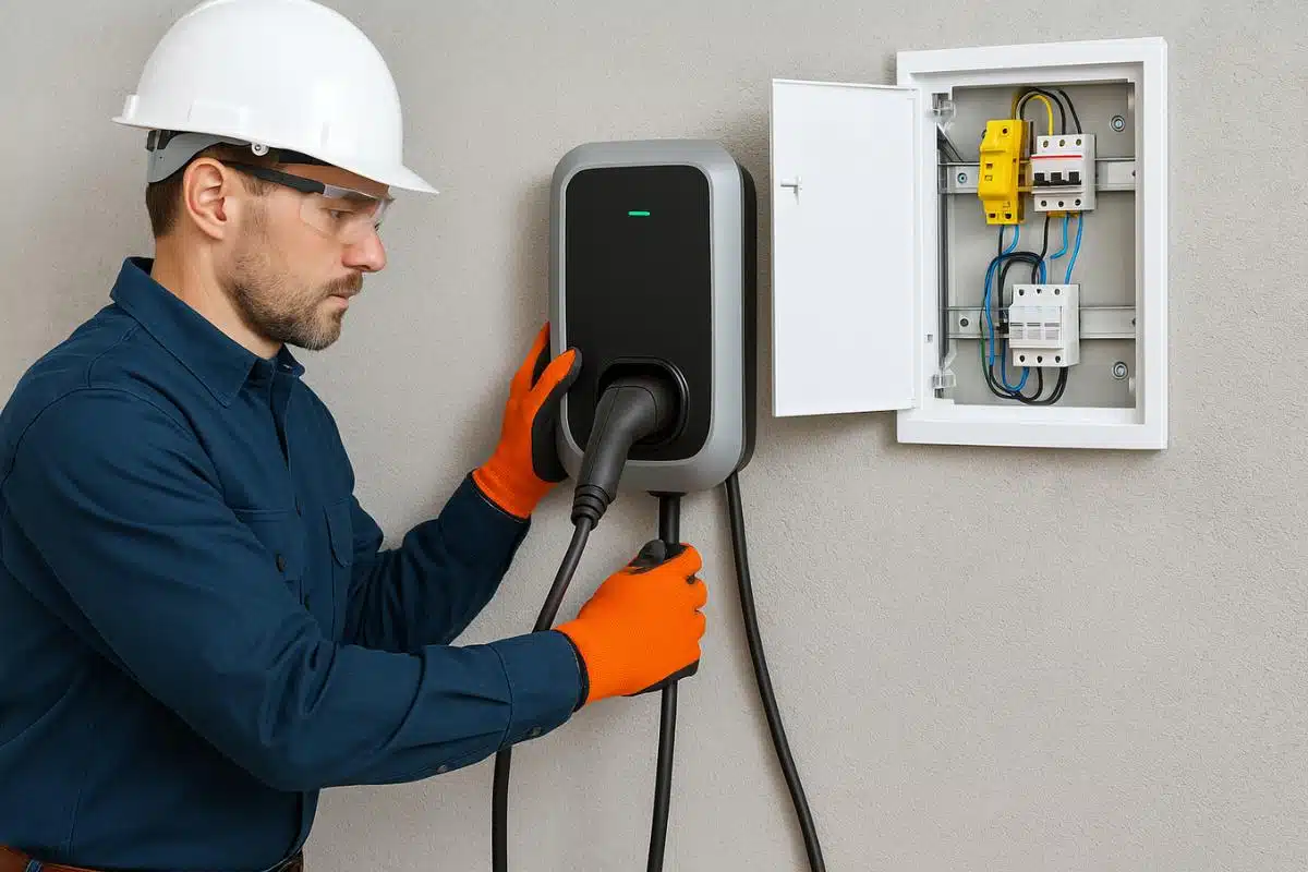 elektriker montiert wallbox